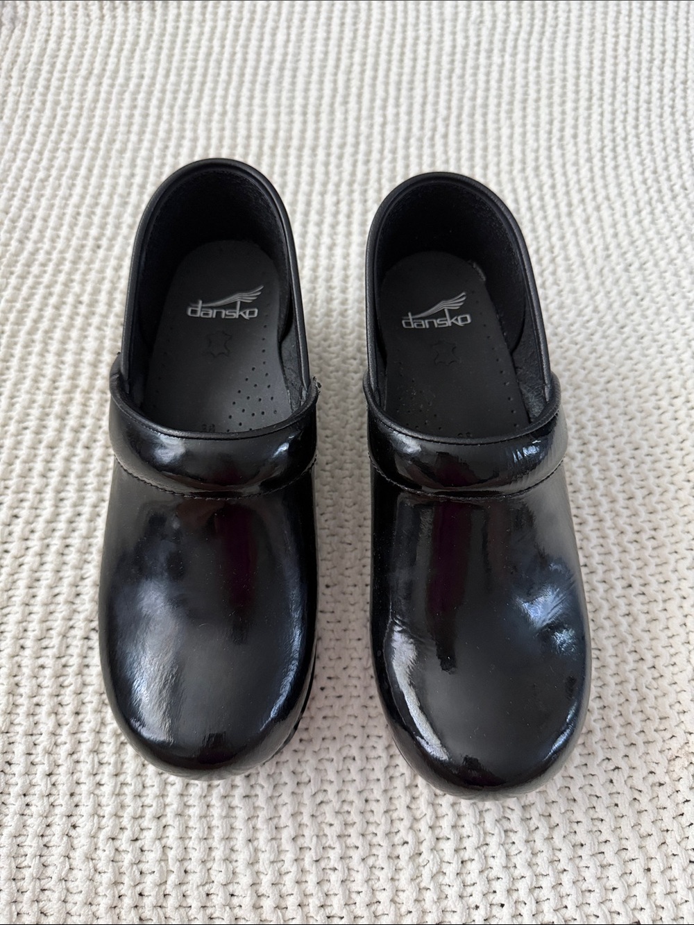 Dansko Professional Black Patent Clog Shiny Size 38 US 7.5-8